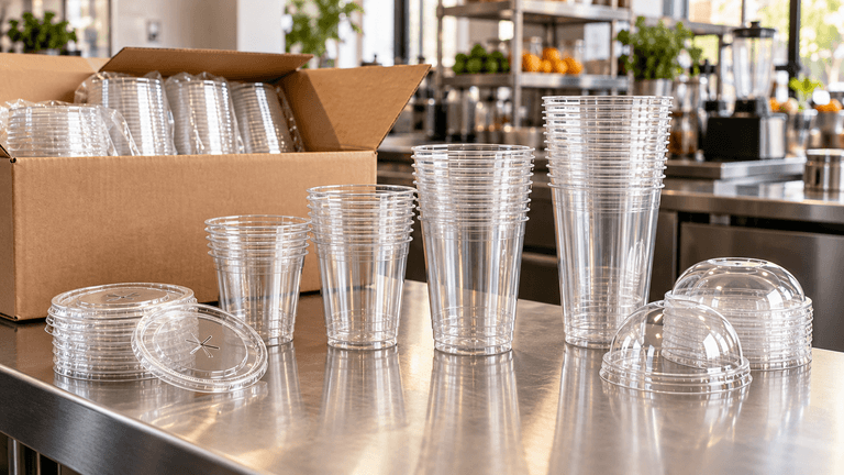 Compostable cold cups and lids in bulk for Bay Area drink stations