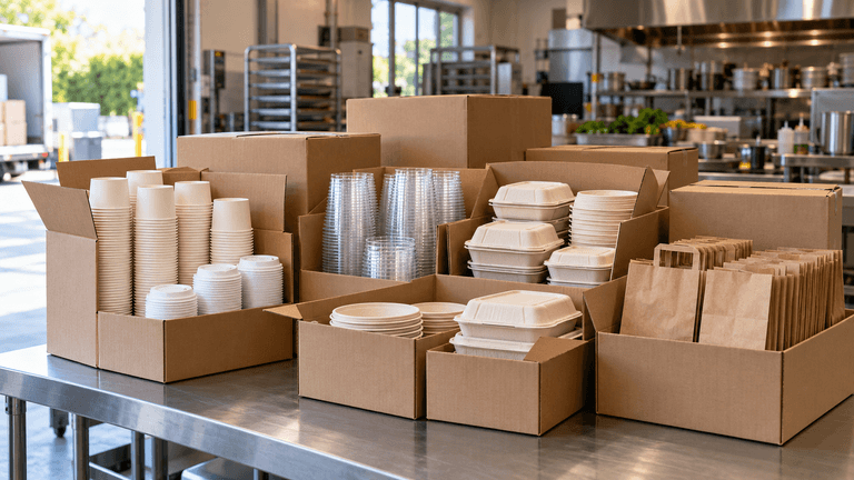 Sysco alternatives for foodservice packaging and disposables delivered to a Bay Area kitchen