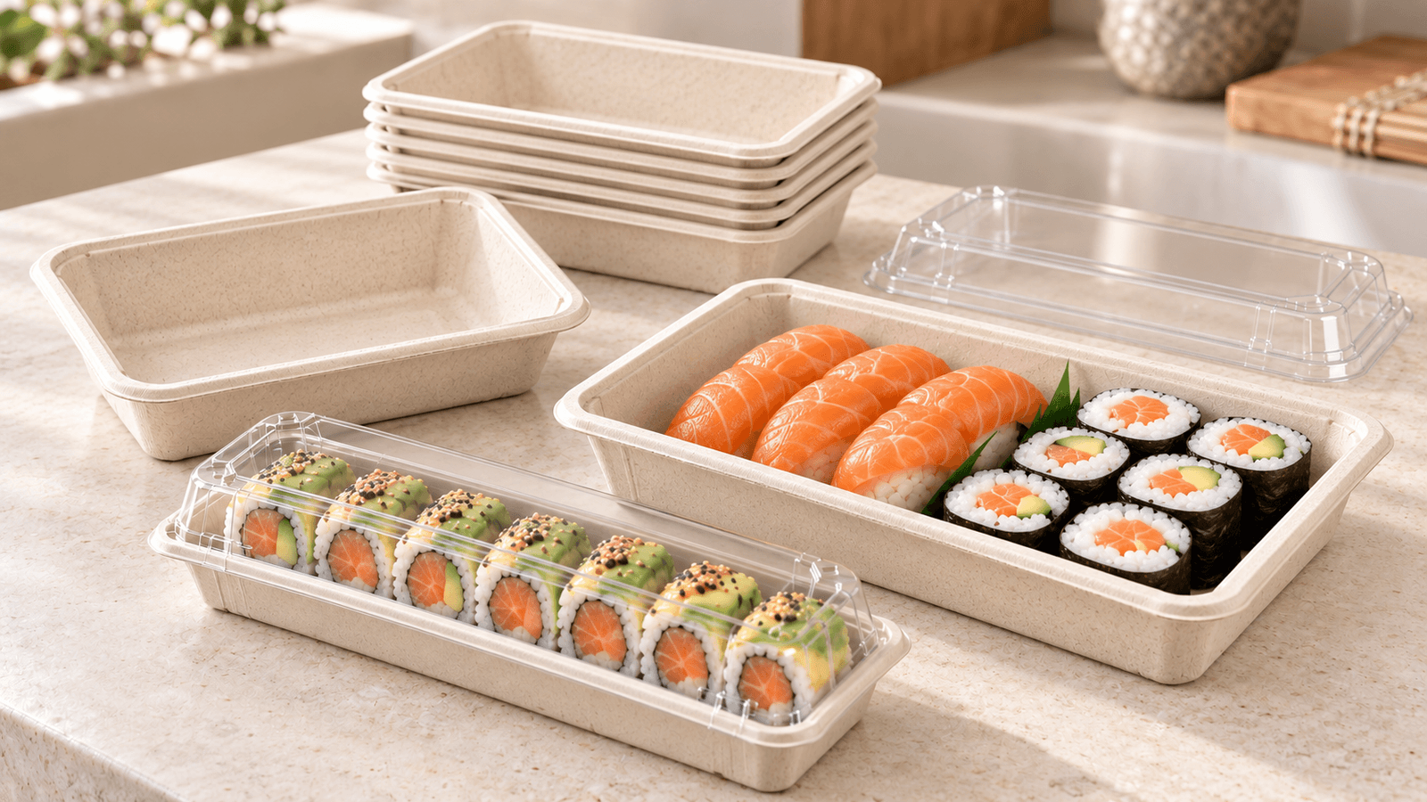 Fiber Sushi Trays