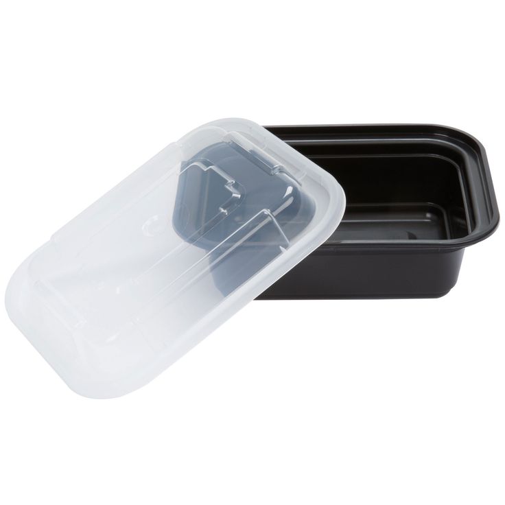 12 oz black rectangular combo w/clear lid, 150/case
