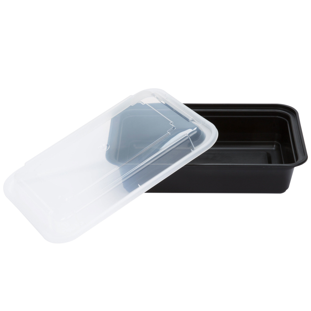 38 oz black rectangular combo w/clear lid