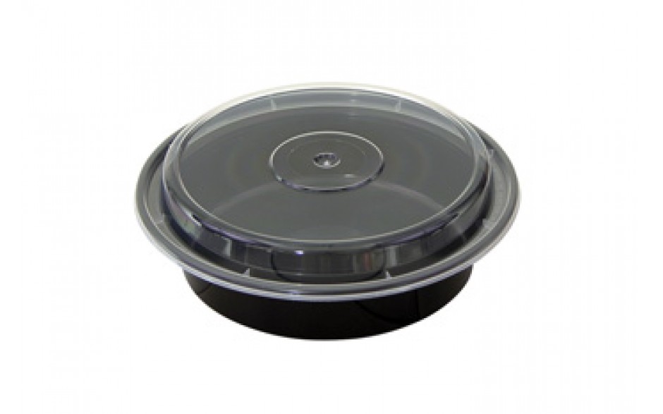 16oz black round combo w/clear lid - 150/case