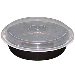 48 oz black round combo w/clear lid - 100/case
