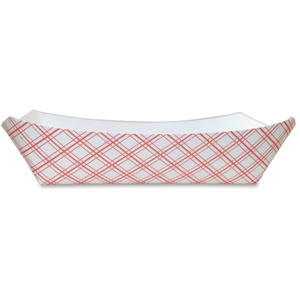 3 lb. Red Check Paper Food Tray