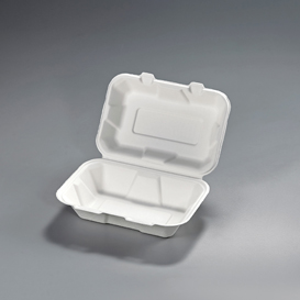9x6 - 1 compartment Hoagie, bagasse hinged container 250/case
