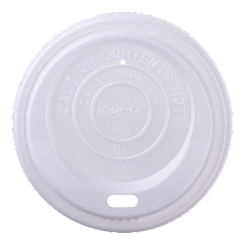 Compostable Sipper Dome Lid for 8oz Eco-Hot Cup (White)