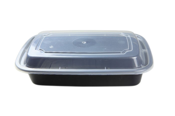 28oz black rectangular combo w/clear lid - 150/case
