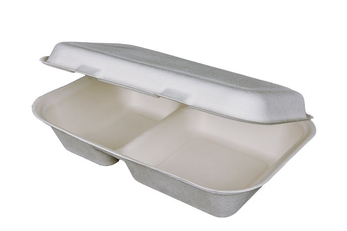 9x6-2 compartment Hoagie, bagasse hinged container, 250/case
