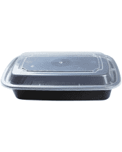 28oz black rectangular combo w/clear lid - 150/case