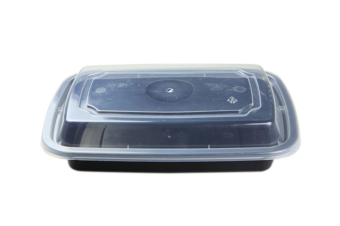16oz black rectangular combo w/clear lid, 150/case