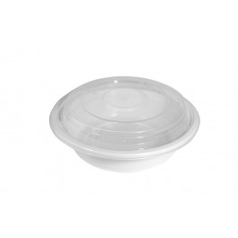 WMN-616    16 oz White round combo w/clear lid - 150/case