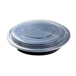BO-24    24 oz black round combo w/clear lid - 250/case