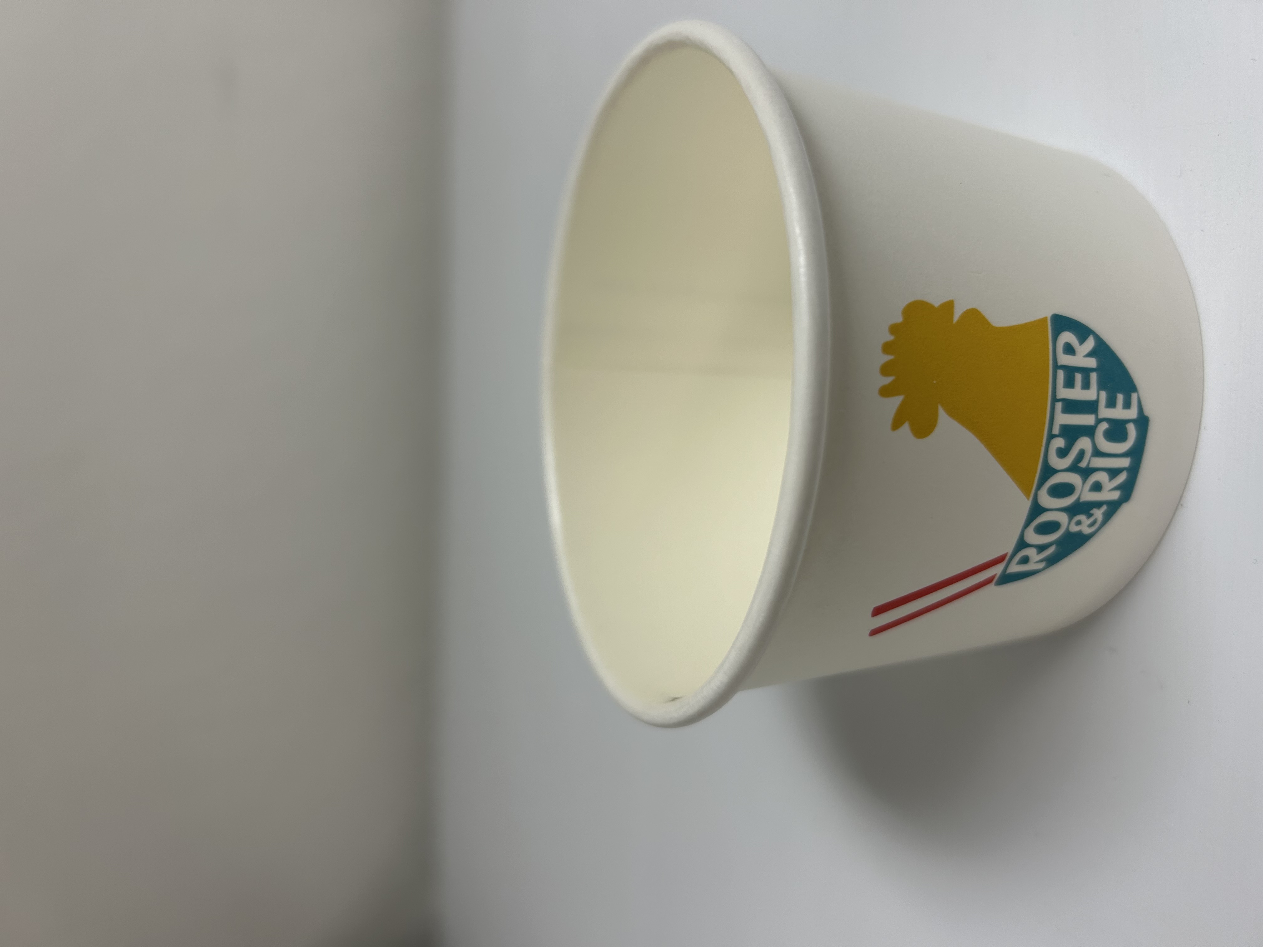 8oz PLA Coated Soup Cup with Rooster & Rice logo